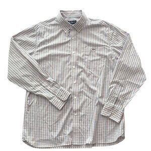 Fish Hippie Co Mens Size XL White Plaid Long Sleeve Button-Down Shirt Performanc